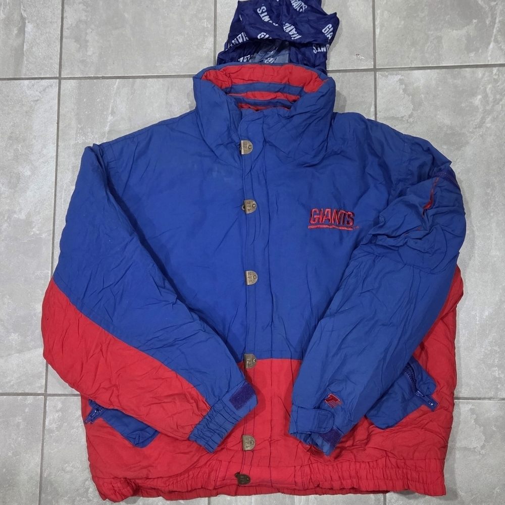 New York Giants Triple Fat Goose Down NFL STADIUM COAT WINTER JACKET Size Large